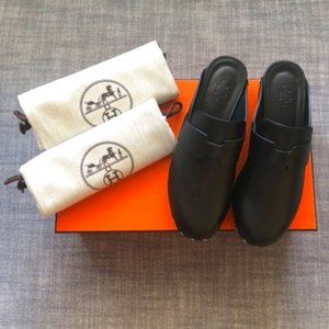 NEW Hermes Calya Mules in Black 37